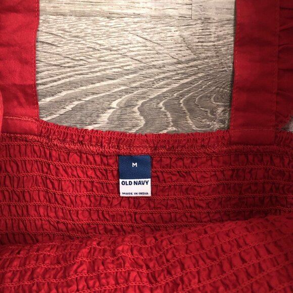 Red Scrunched Boho Top Tank Shirt Womens Medium - Picture 2 of 4